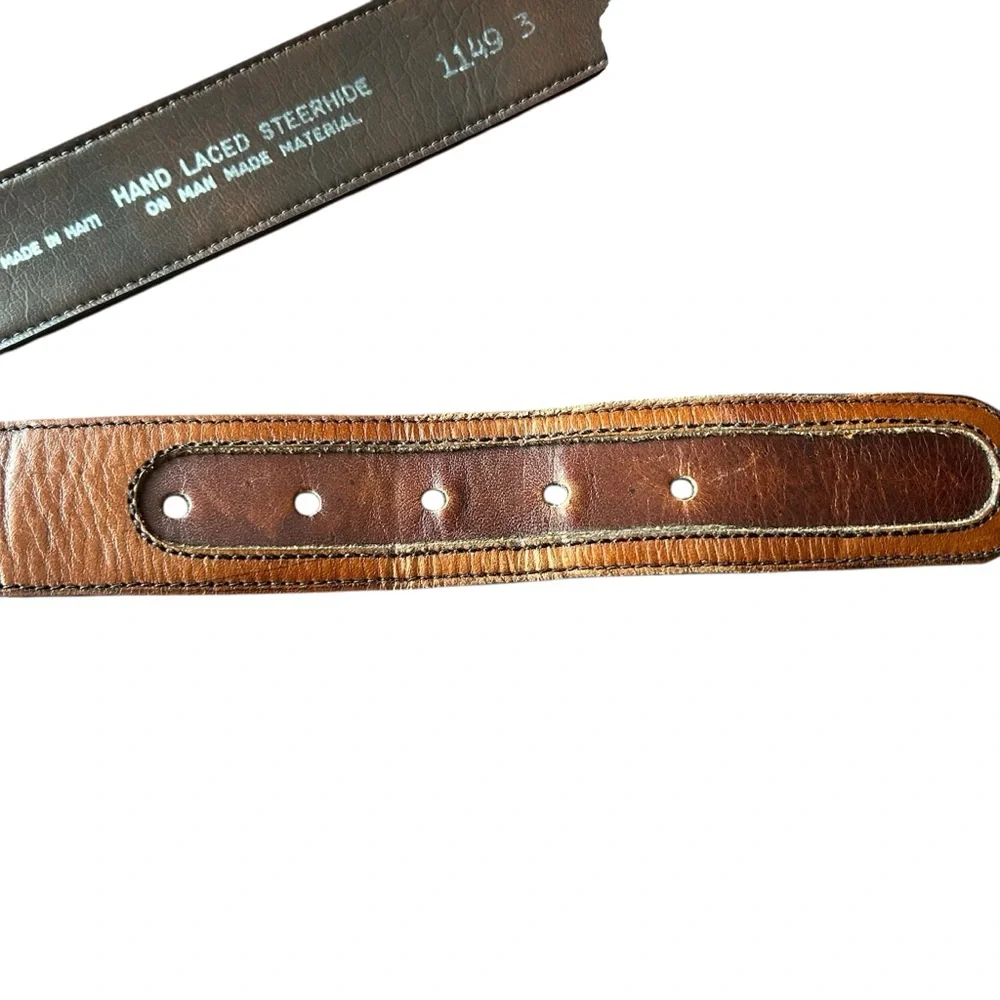 Hand Laced Steel hide Brown Belt Size 38 Mens